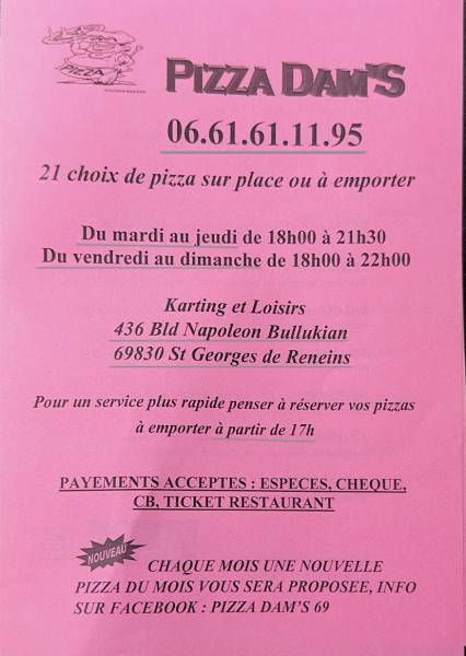 Pizza DAM'S à saint georges de Reneins chez Speed Loisirs